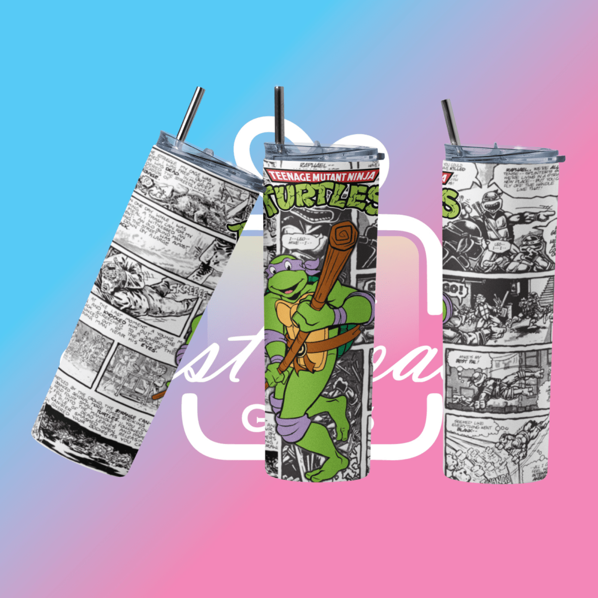 TMNT Donatello Tumbler – 20oz Comic Book Skinny Cup – Retro Ninja Fan Gift - East Coast Gifts