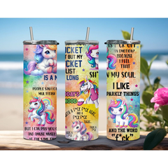 Unicorn Cartoon Design 20oz Stainless Steel Insulated Hot Cold Tumbler Straw - East Coast Gifts