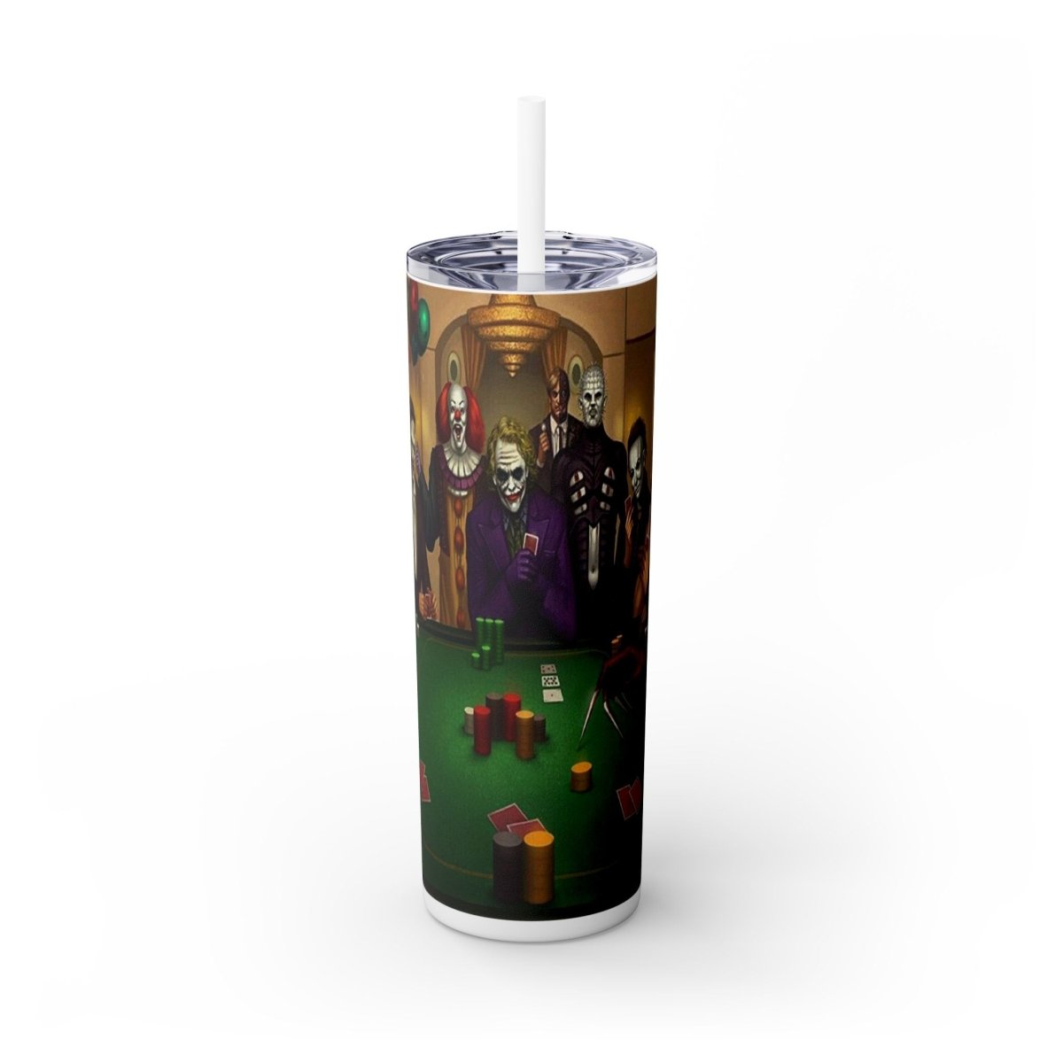 Villains Playing Poker Tumbler - 20oz Stainless Steel Cup w/ Lid & Straw - East Coast Gifts