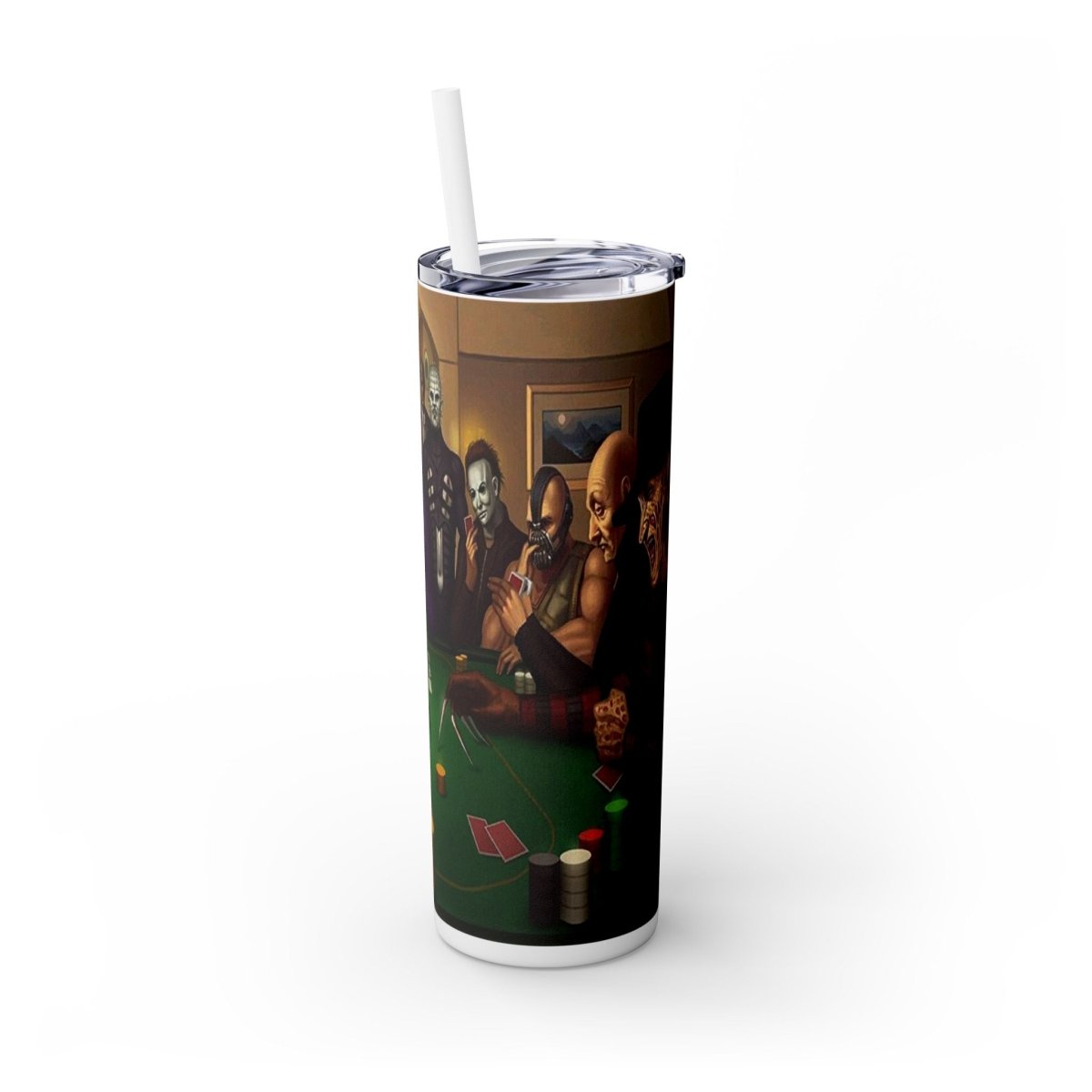 Villains Playing Poker Tumbler - 20oz Stainless Steel Cup w/ Lid & Straw - East Coast Gifts