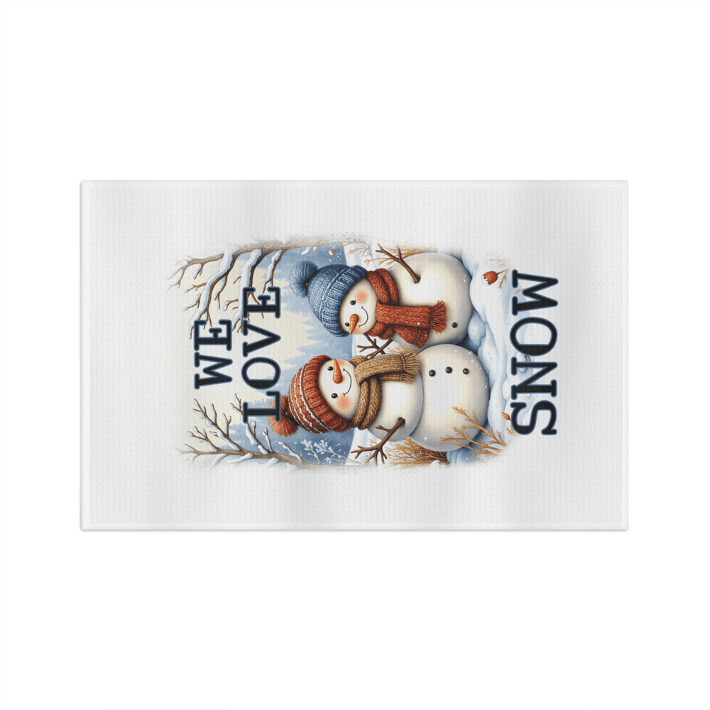 We Love Snow Snowman Kitchen Towel – Cute Winter Decor - East Coast Gifts