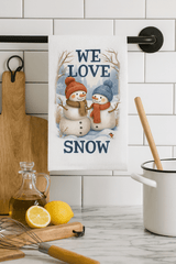 We Love Snow Snowman Kitchen Towel – Cute Winter Decor - East Coast Gifts